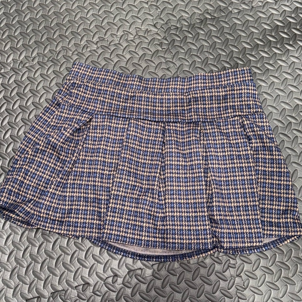 Blue and White Plaid Mini Skirt